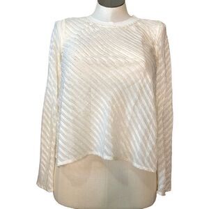 RACHEL Rachel Roy Womens Ivy Sheer Top Ivory XS